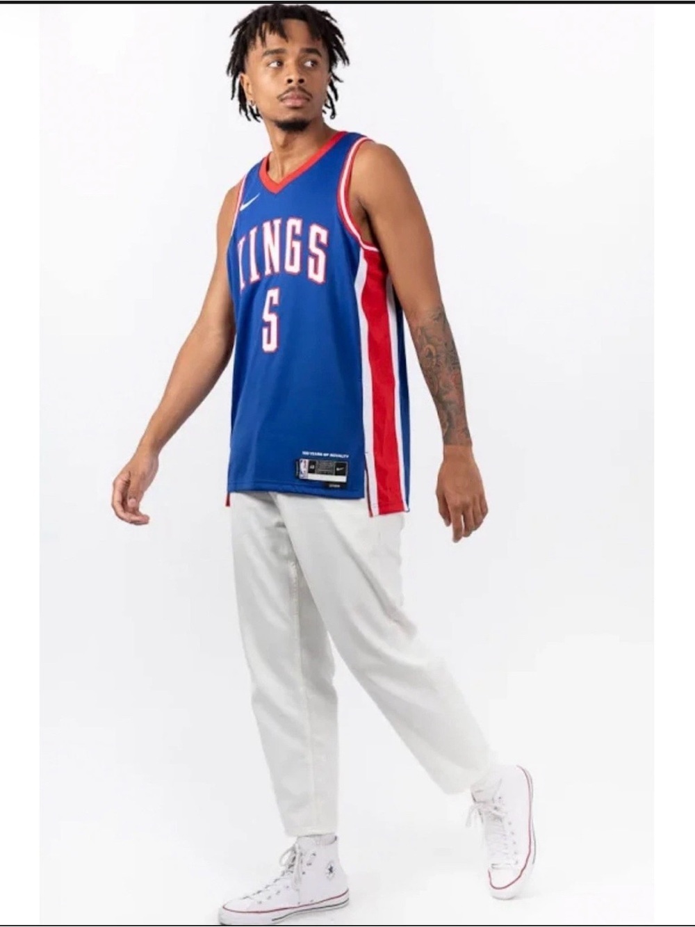 NBA Kings #5 Royal Blue & Red Men’s Basketball Jersey